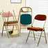 Traditional Vintage Square Velvet Stainless Steel Foldable Dining Chair Backrest For Dining Room