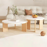 Modern Minimalist Round Density Plate Solid Wood Coffee Table For Living Room