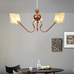 Contemporary Luxury Iron Glass Diamond Shade 3-Light Chandelier For Living Room