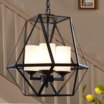 Contemporary Industrial Quadrilateral Trapezoidal Iron 3/4 Light Chandelier For Living Room