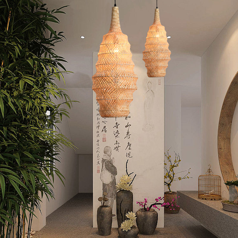 Traditional Chinese Conch Shape Hardware Bamboo 1-Light Pendant Light For Living Room