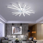 Modern Minimalist Iron Acrylic Rectangular Line LED Semi-Flush Mount Ceiling Light For Living Room