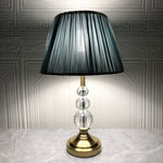 Traditional Vintage Cylinder Metal Crystal Fabric 1-Light Table Lamp For Bedroom