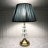 Traditional Vintage Cylinder Metal Crystal Fabric 1-Light Table Lamp For Bedroom