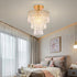 Modern Luxury Round Tassel Hardware Crystal 1-Light Semi-Flush Mount Ceiling Light For Living Room