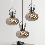 Modern Simplicity Iron Glass Pumpkin Shade 1/3-Light Island Light Chandelier For Dining Room