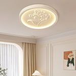 Modern Art Deco Round Bellflower Iron Resin Acrylic LED Flush Mount Ceiling Light For Bedroom