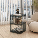 Modern Minimalist Acrylic Geometric Square End Table 3-Tier For Living Room