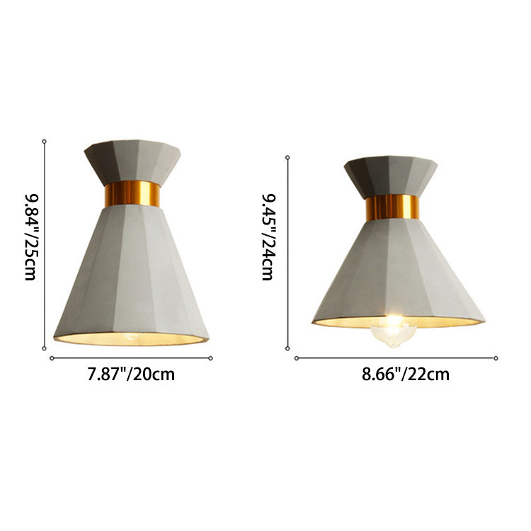 Contemporary Nordic Cement Semi-Conical Shade 1-Light Pendant Light For Dining Room