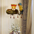 Traditional Tiffany Flower Cup Parrot Iron Alloy Stained Glass 2-Light Wall Sconce Lamp For Living Room