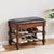 Traditional European Rectangular Wood Leather Vanity Stool Backless Armless For Living Room