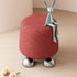 Modern Luxury Round Cushion Cotton Linen Solid Wood Stainless Steel Vanity Stool 4-Leg For Bedroom