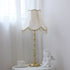 Traditional Vintage Curved Fabric Tassel Shade Antique Brass Base 1-Light Table Lamp For Home Office