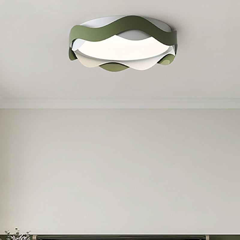 Contemporary Creative Iron Acrylic Wavy Edge LED Flush Mount Ceiling Light For Living Room