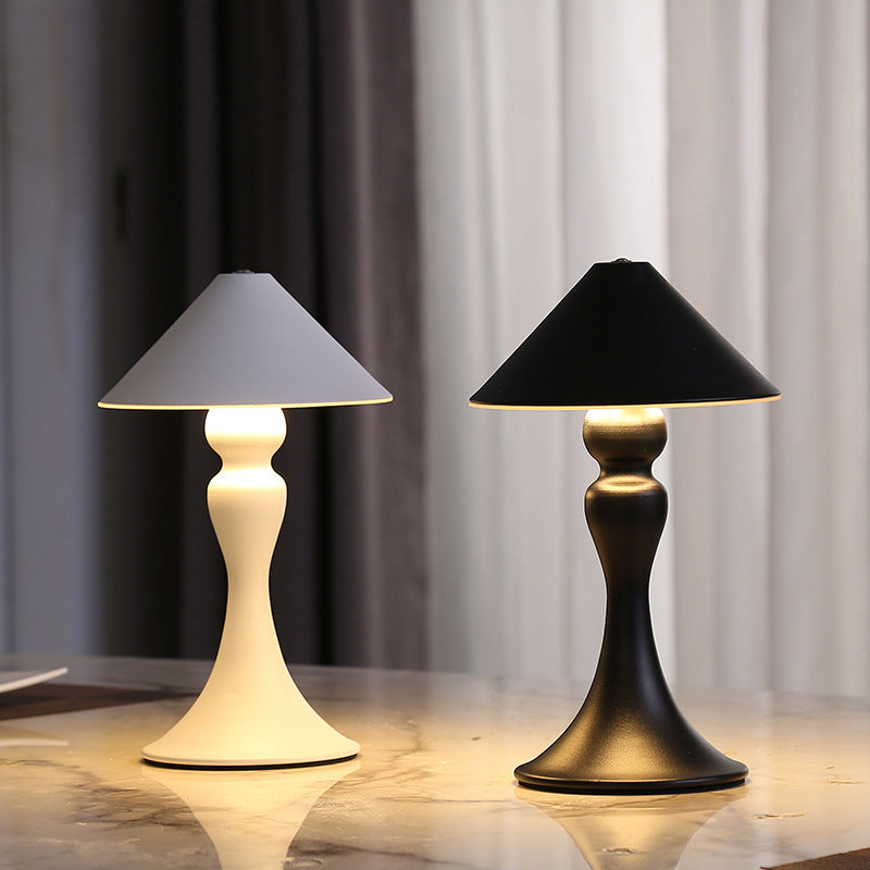 Contemporary Simplicity Conical Shade Hardware Base LED USB Table Lamp For Bedroom