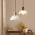 Traditional Vintage Round Bowl Solid Wood Dome Glass 1-Light Pendant Light For Living Room