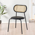 Traditional Vintage Rattan Weaving Round Arc Dining Chair Backrest Armless For Dining Room