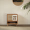 Contemporary Nordic Rectangular Wood Rattan End Table 1-Drawer For Living Room