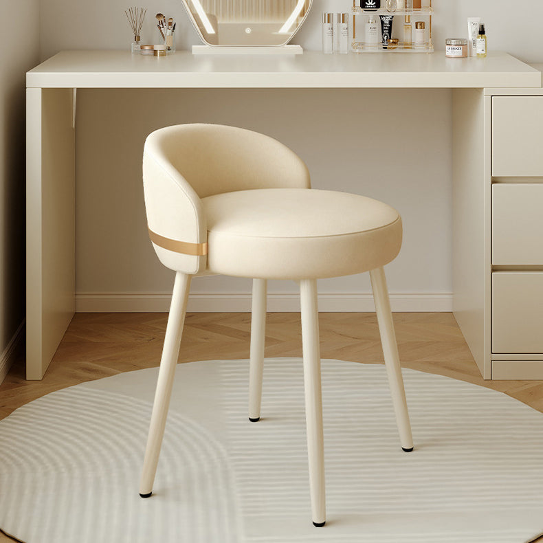 Modern Simplicity Leather Metal Sponge Round Vanity Stool Backrest For Bedroom