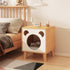 Modern Minimalist Square Bear Shape Faux Panel Wood Nightstand For Bedroom