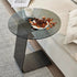 Modern Luxury Round Tempered Glass Carbon Steel Base End Table For Living Room