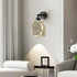 Contemporary Luxury Full Copper Frame Resin Gold Leaf Ink Painting Shade LED Wall Sconce Lamp For Living Room