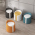 Modern Minimalist Leather Wood Sponge Round Cylinder Vanity Stool Backrest For Bedroom