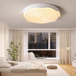 Modern Minimalist Water Ripple Texture Geometric Square Acrylic Iron LED Flush Mount Ceiling Light For Bedroom