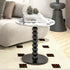 Traditional French Round Marble Wood End Table 1-Tier For Living Room