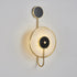 Modern Minimalist Concentric Circles Curved Pole Marble Disc Iron Copper LED Wall Sconce Lamp For Living Room