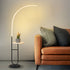 Contemporary Simplicity Arc Aluminum Strip With Marble Iron Pallet LED Standing Floor Lamp For Living Room