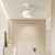 Contemporary Scandinavian Cream Ceramic Geometric Round Shade 1-Light Semi-Flush Mount Ceiling Light For Living Room