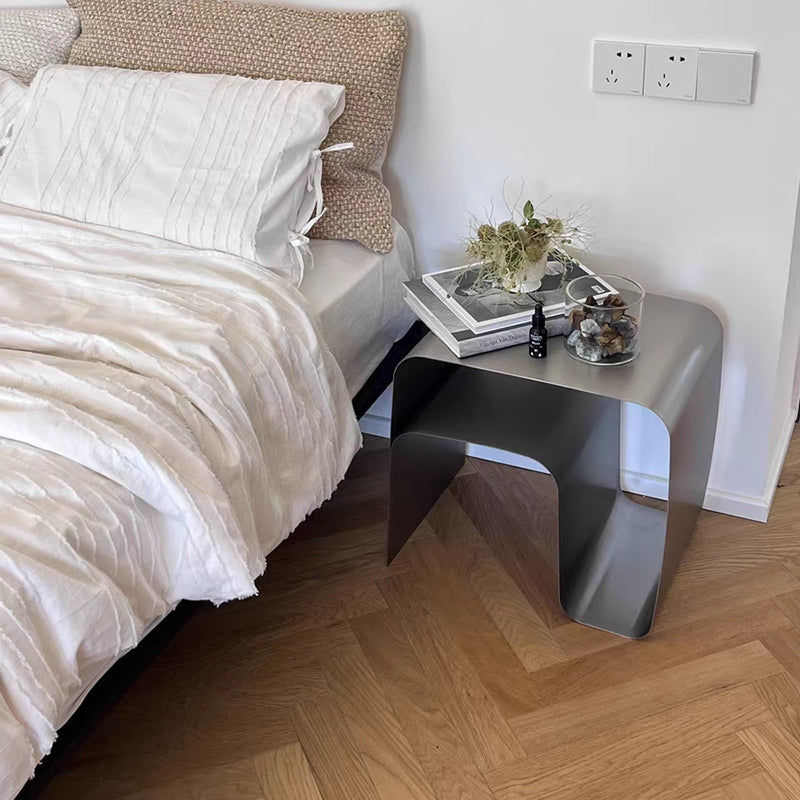 Modern Minimalist Rectangular Stainless Steel End Table 1-Tier For Living Room