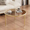 Modern Minimalist Round Glass Metal Coffee Table For Living Room