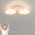 Modern Art Deco Kids Iron PE Cloud Rainbow Semicircular Astronaut LED Flush Mount Ceiling Light For Bedroom