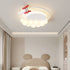 Modern Art Deco Kids Iron PE Rocket Cloud Round LED Flush Mount Ceiling Light For Bedroom