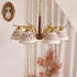 Traditional Vintage Half Round Copper Wood Ceramic 4/6/8 Light Chandelier For Living Room