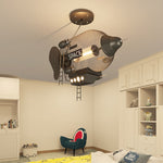 Modern Art Deco Iron Glass PVC Spaceship LED Pendant Light For Bedroom