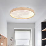 Contemporary Scandinavian Iron Plastic Round Moon LED Flush Mount Ceiling Light For Living Room