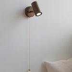 Traditional Vintage Cylinder Copper Wood 1-Light Wall Sconce Lamp For Bedroom