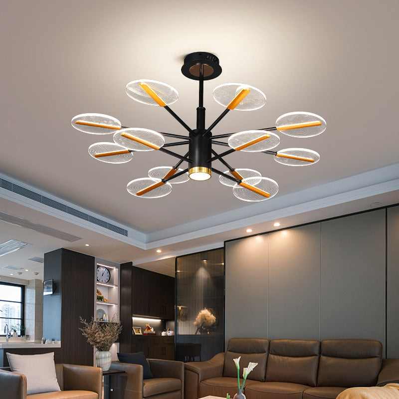 Contemporary Scandinavian Branch Round Iron Acrylic LED Chandelier For Living Room