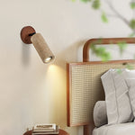 Traditional Japanese Yellow Travertine Cylindrical Spotlight 1-Light Wall Sconce Lamp For Bedroom