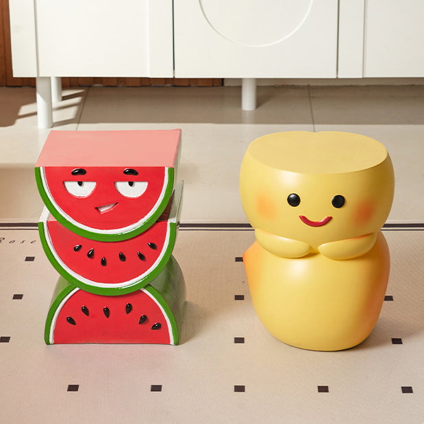 Contemporary Creative Fruit Watermelon Peach Design Resin End Table For Living Room