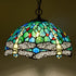 Traditional Tiffany Dragonfly Stained Glass Dome 1-Light Pendant Light For Living Room