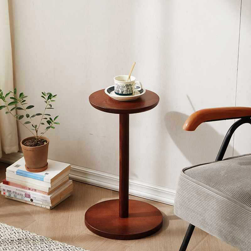 Modern Minimalist Round Wood End Table For Living Room