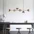 Modern Mid-Century Iron Long Strip Glass Ball 4/6-Light Chandelier Island Light For Dining Room