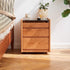 Traditional Vintage Square Glass Top Solid Wood Frame End Table 3-Drawer For Living Room