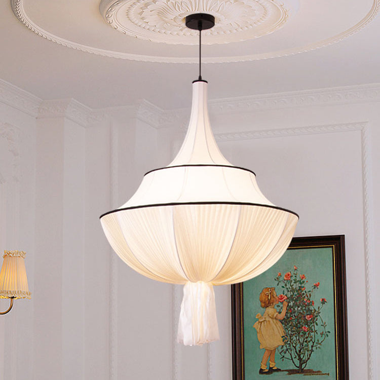 Modern Minimalist Cake Hardware Fabric 3-Light Chandelier For Living Room