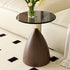 Modern Minimalist Round Cone Base Glass Carbon Steel End Table For Living Room