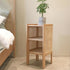 Traditional Japanese Weaving Semicircular Elliptical Rattan Ash Wood Nightstand 2-Storage For Bedside